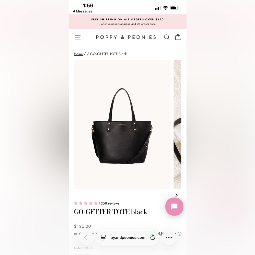 Poopy and Peonies Go Getter Tote, Black